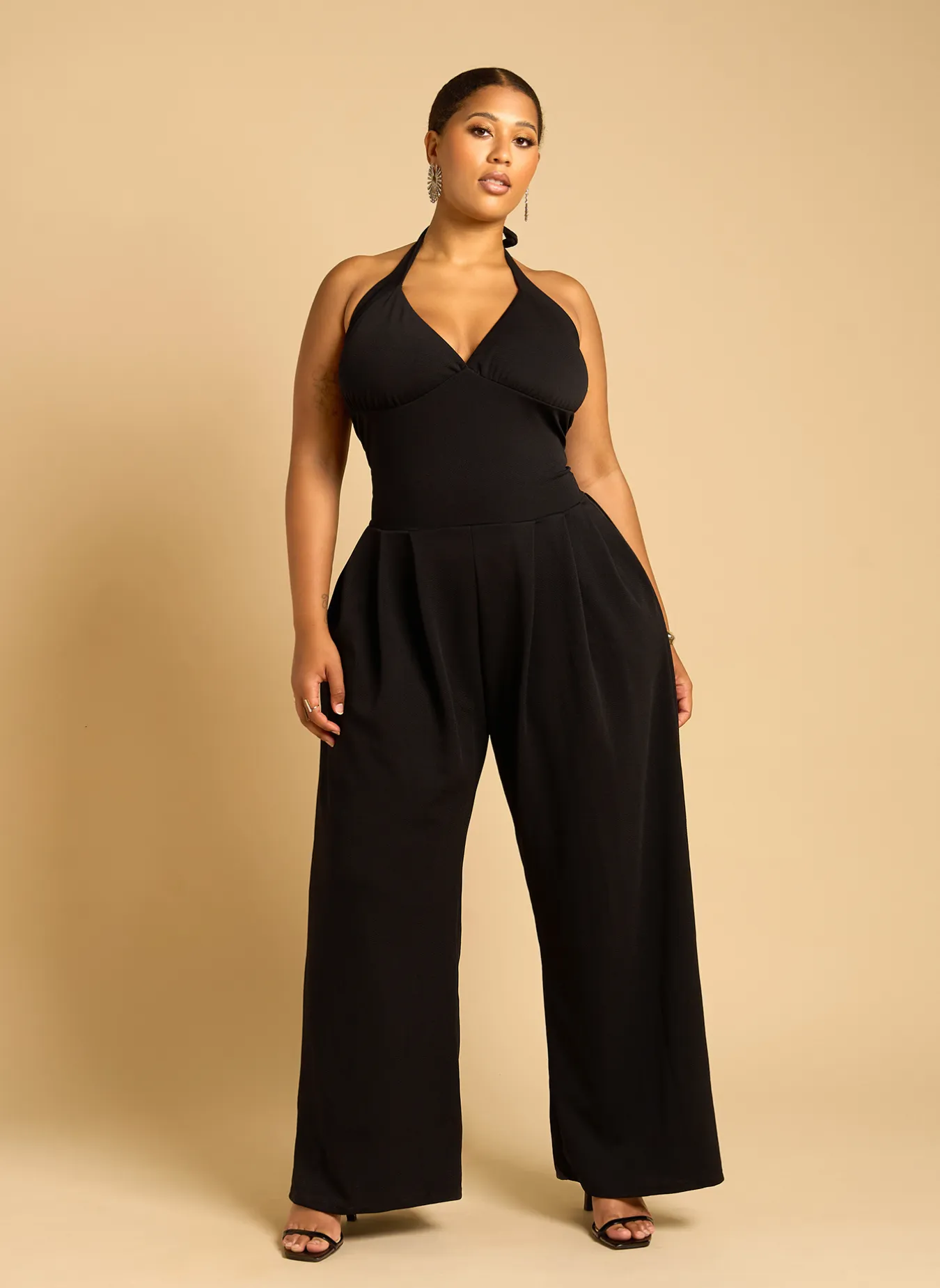 Adelaine Drop Waist Wide Leg Jumpsuit w. Pockets - Black sold by Rebdolls