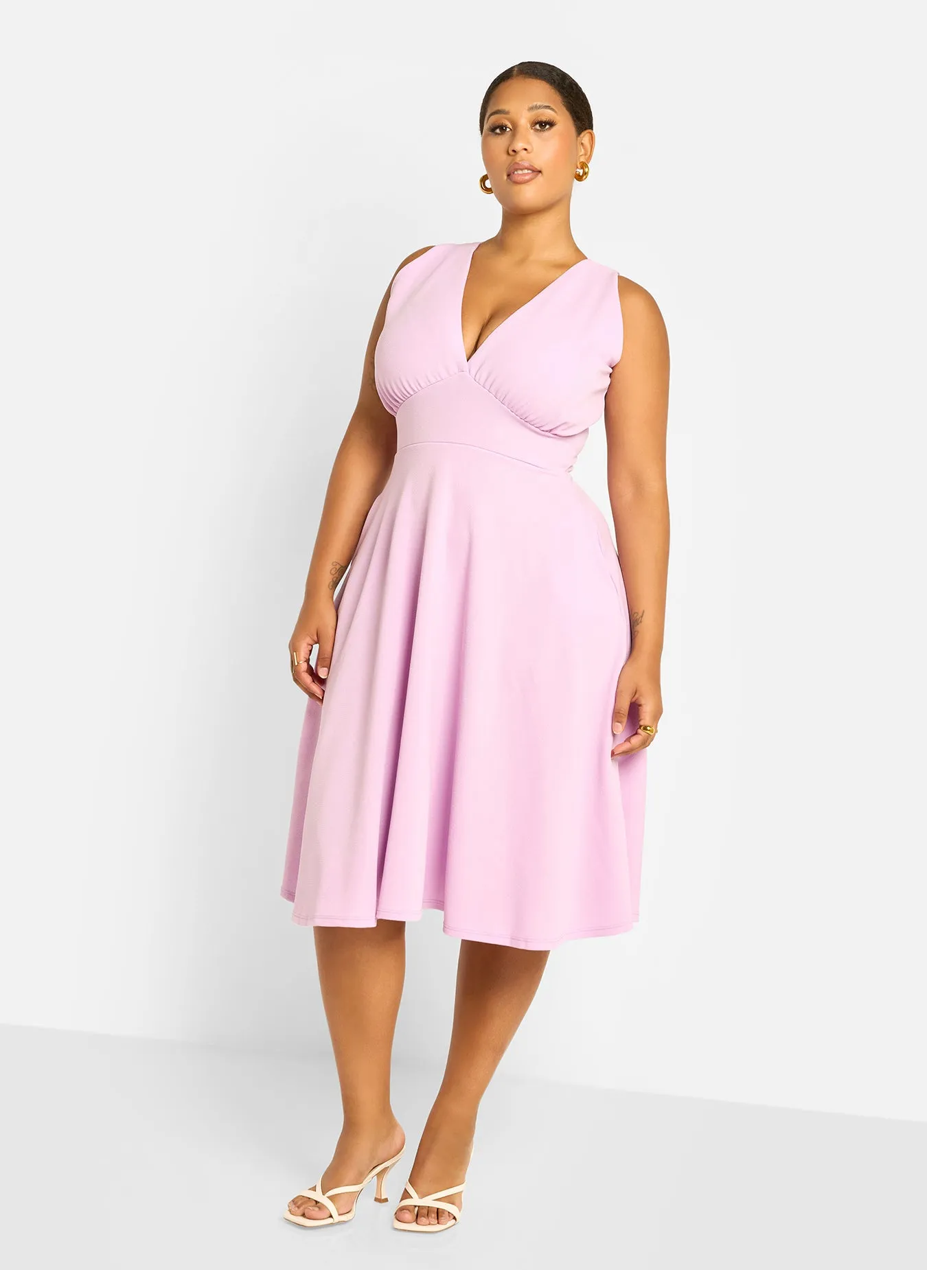 Kamelia Skater Midi Dress - Lilac sold by Rebdolls product image thumbnail 2