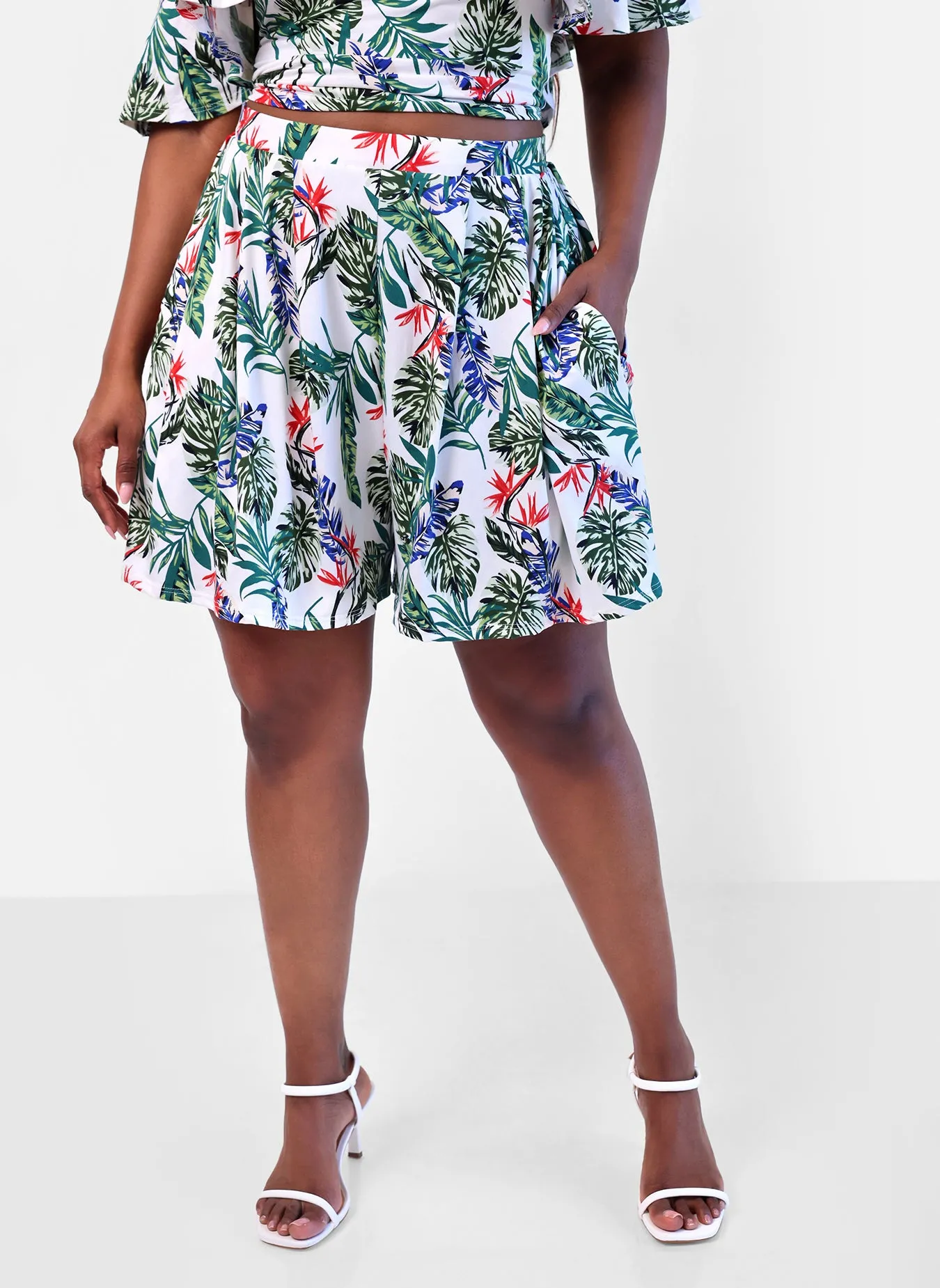 Canopy Tropical Print Wide Leg Shorts w. Pockets sold by Rebdolls product image thumbnail 3