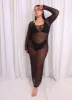 Jade Sheer Mesh Maxi Bodycon Dress - Black sold by Rebdolls