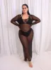 Jade Sheer Mesh Maxi Bodycon Dress - Black sold by Rebdolls