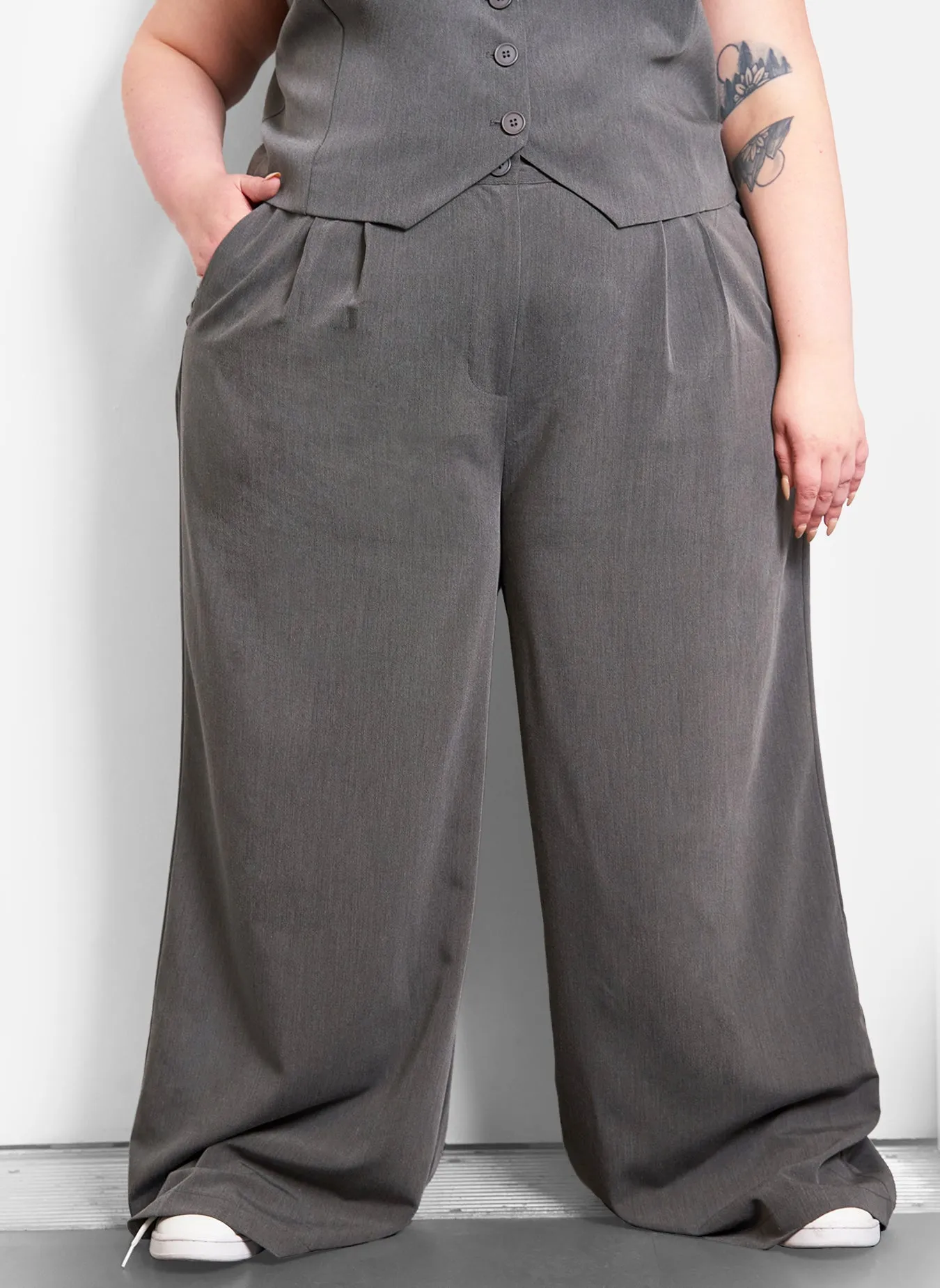 Office Babe Wide Leg Trousers - Charcoal sold by Rebdolls product image thumbnail 3