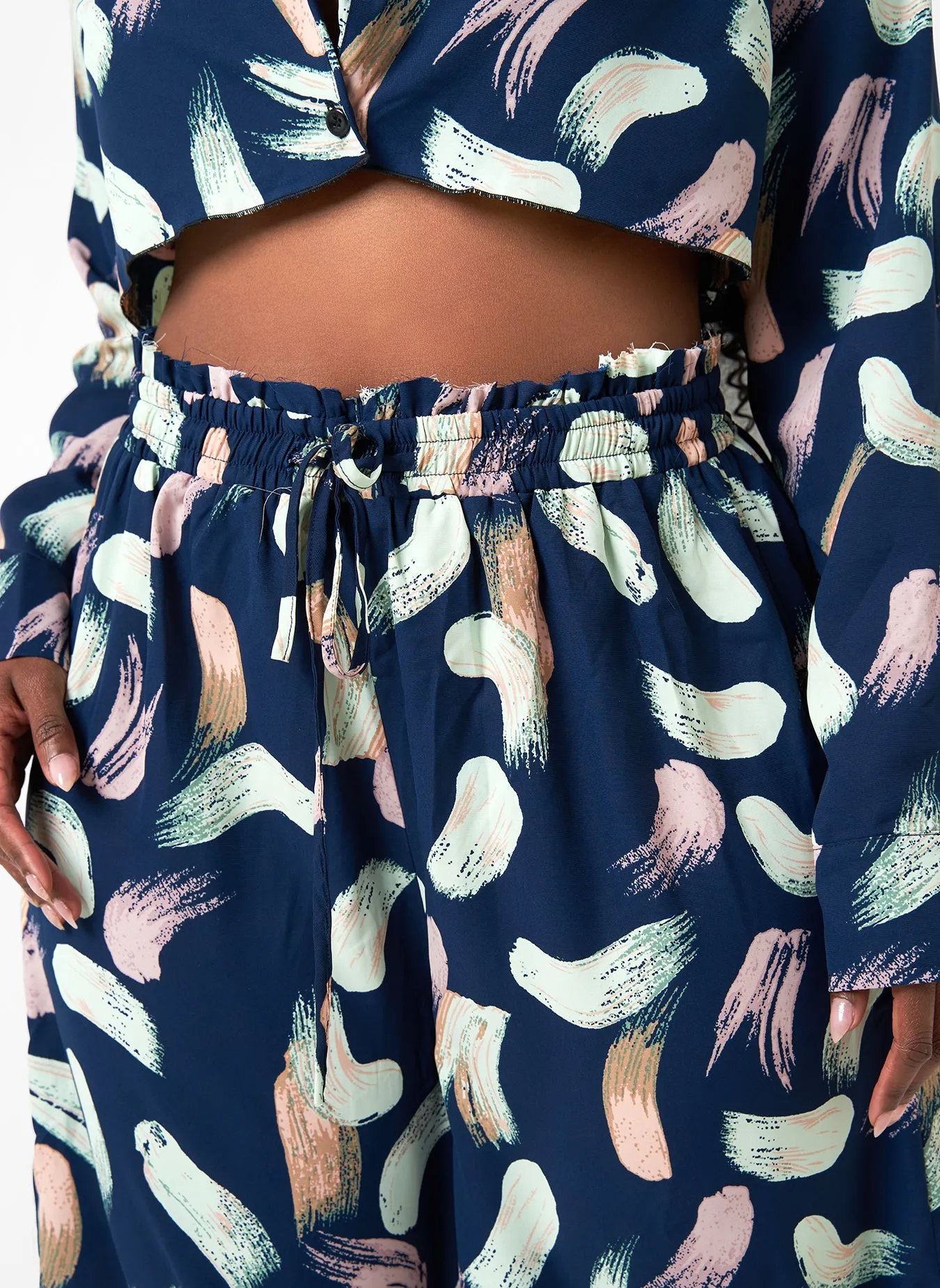 Nina Raw Hem Printed Wide Leg Pants - Navy sold by Rebdolls product image thumbnail 4