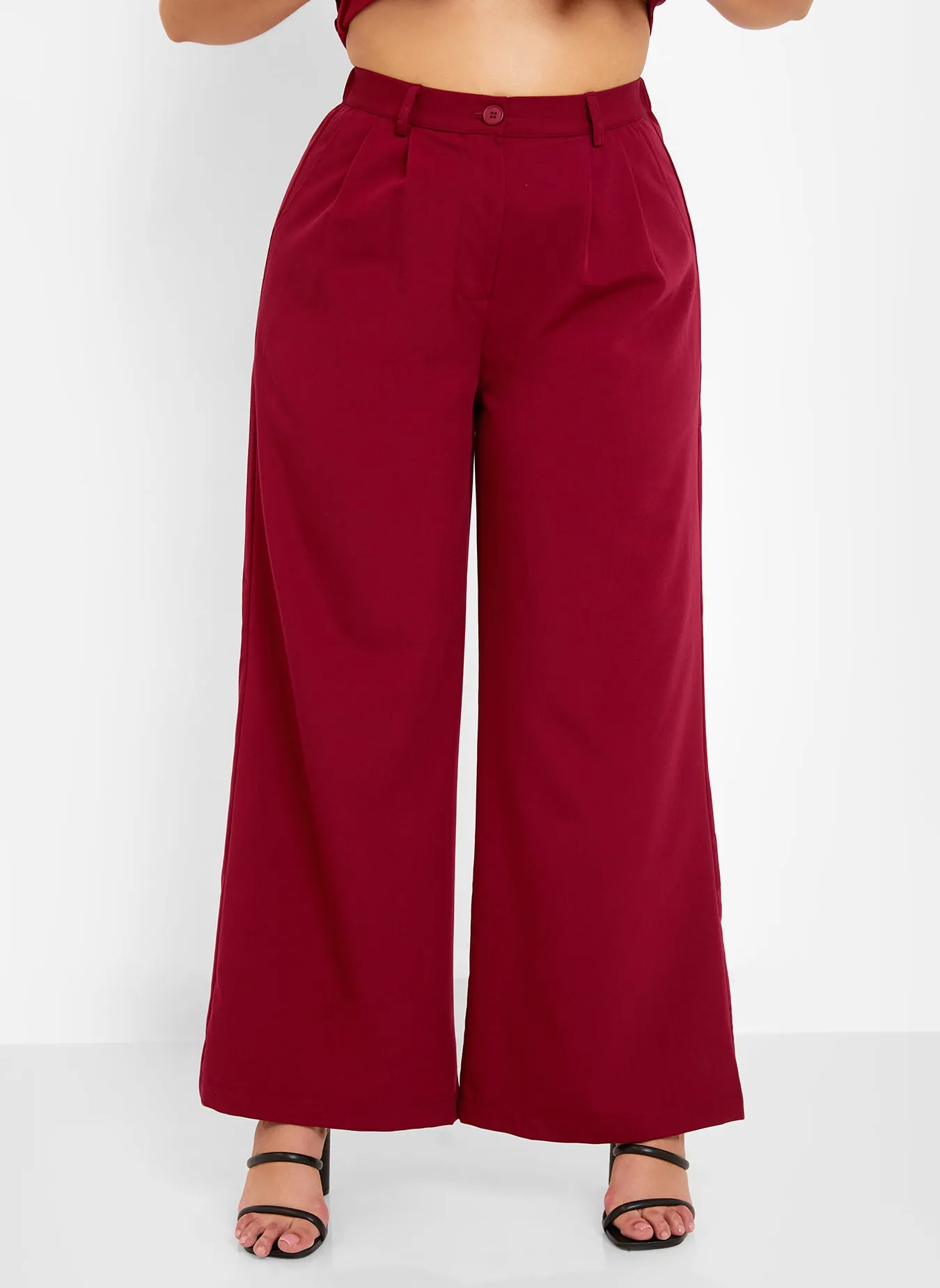 Office Babe Wide Leg Trousers - Burgundy sold by Rebdolls product image thumbnail 3