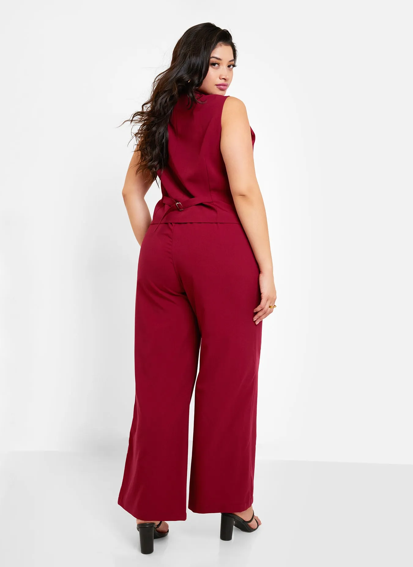Office Babe Wide Leg Trousers - Burgundy sold by Rebdolls product image thumbnail 4