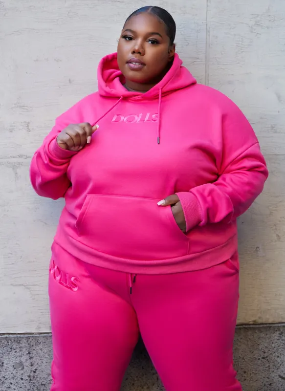 Total Doll Monogrammed Hooded Sweatshirt W. Pocket - Fuchsia sold by Rebdolls