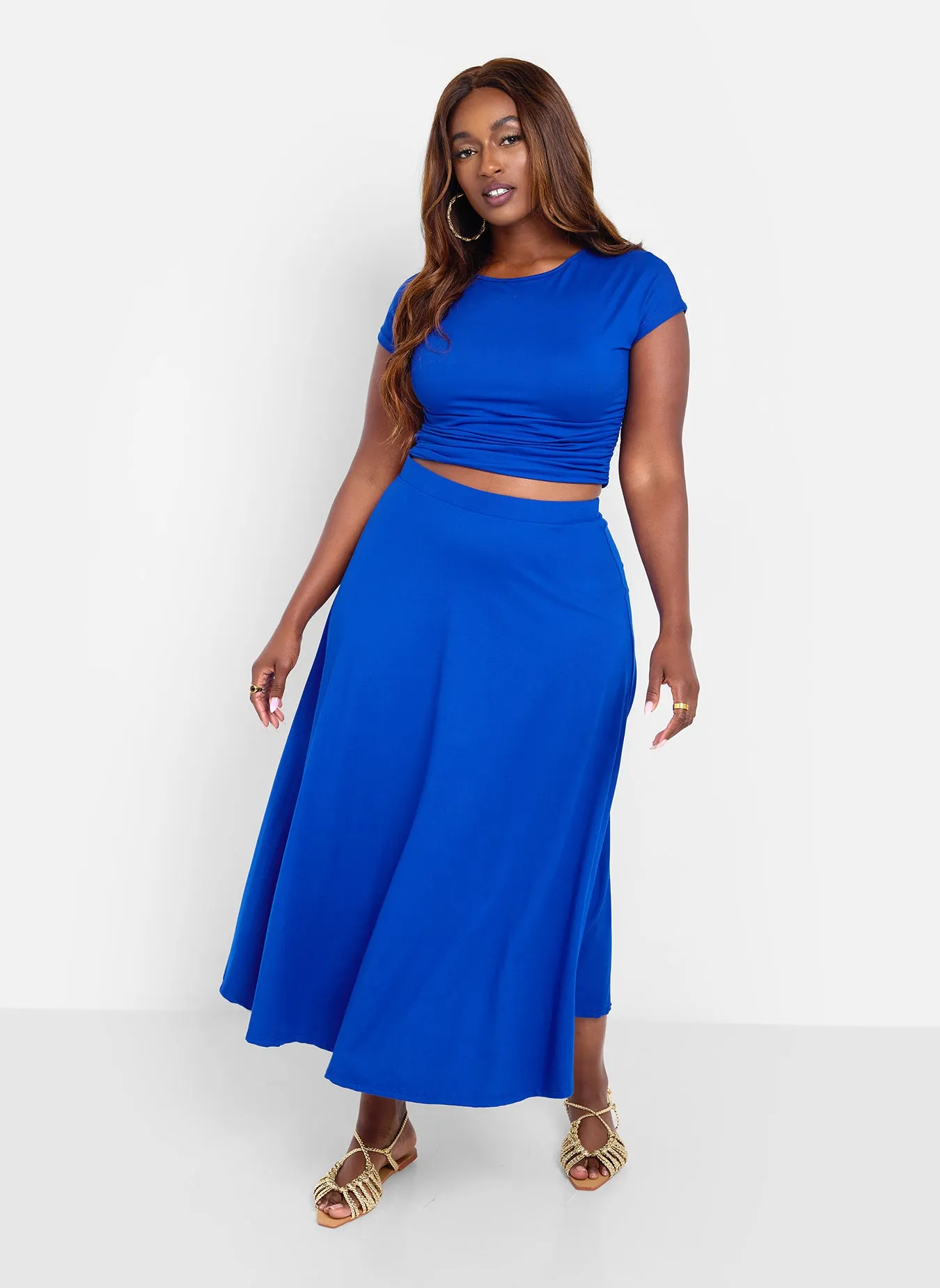 Essential A-Line Midi Skirt - Blue sold by Rebdolls product image thumbnail 2