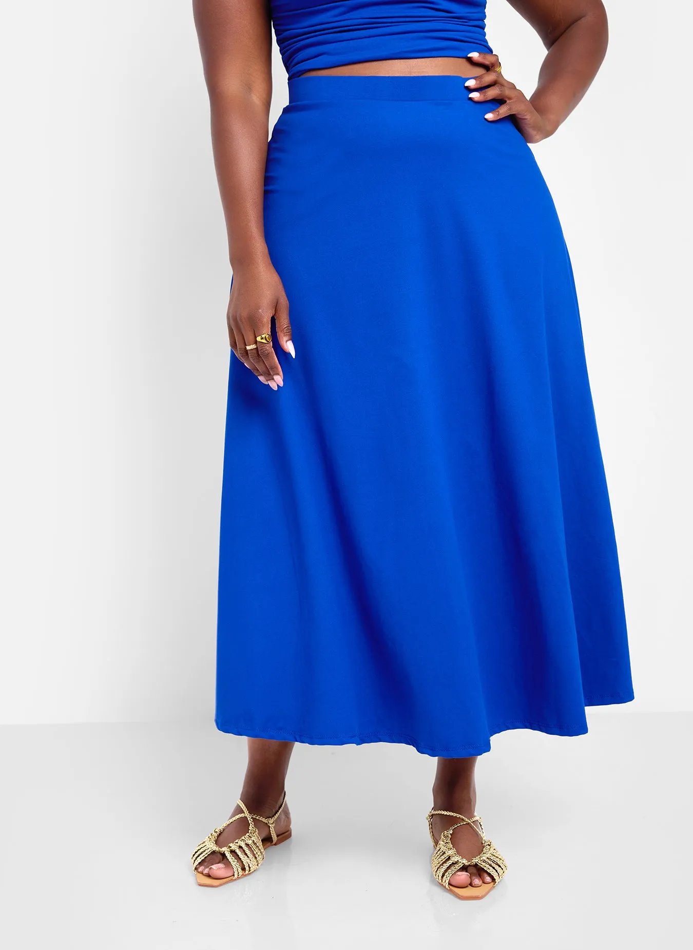 Essential A-Line Midi Skirt - Blue sold by Rebdolls product image thumbnail 3