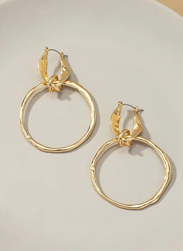 Hammered Hoop Drop Earrings sold by Rebdolls