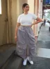 Harley Nylon Cargo Maxi A Line Skirt - Light Gray sold by Rebdolls