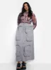 Harley Nylon Cargo Maxi A Line Skirt - Light Gray sold by Rebdolls