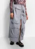 Harley Nylon Cargo Maxi A Line Skirt - Light Gray sold by Rebdolls