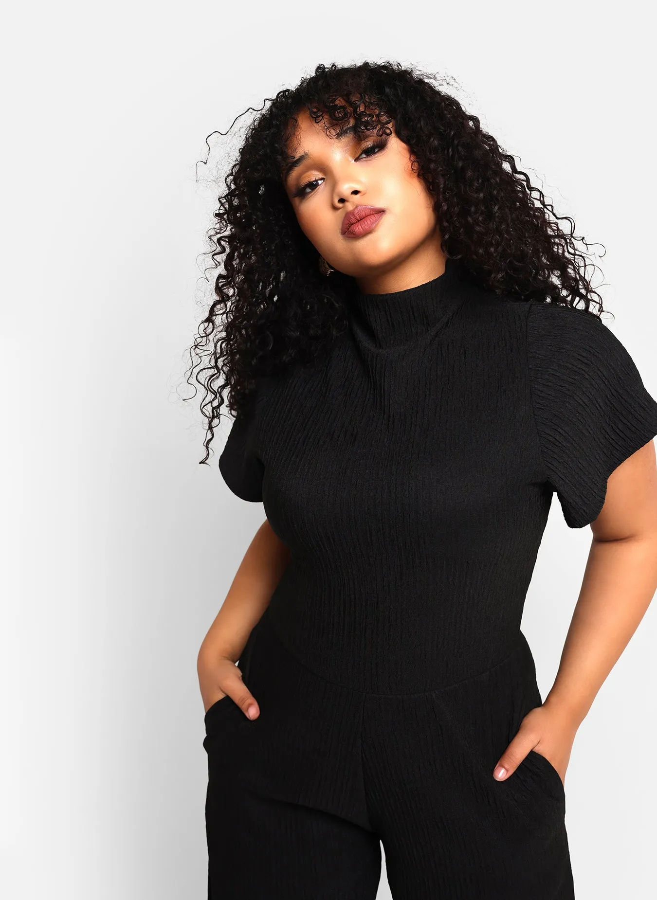 Rosie Textured Short Sleeve Wide Leg Jumpsuit sold by Rebdolls product image thumbnail 3