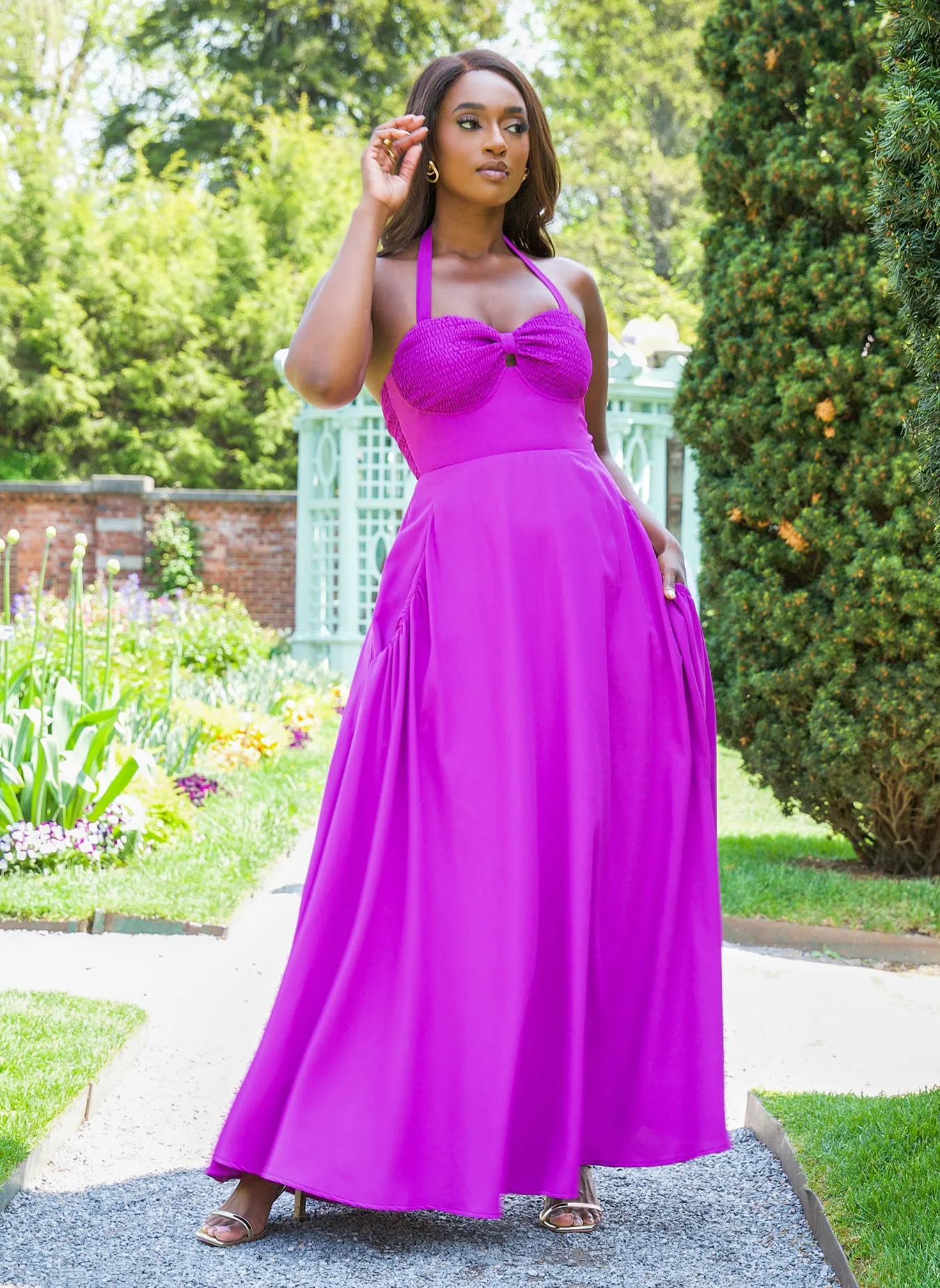 Jillian Smocked Halter Maxi A Line Dress sold by Rebdolls product image thumbnail 2