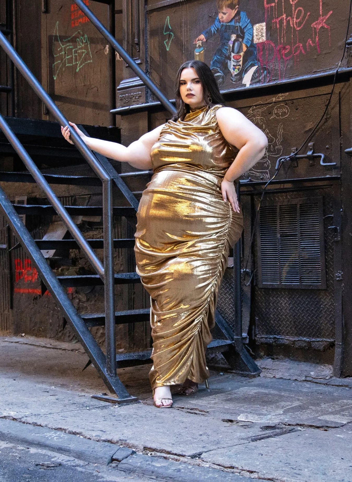 Montana Metallic Ruched Maxi Bodycon Dress sold by Rebdolls product image thumbnail 2