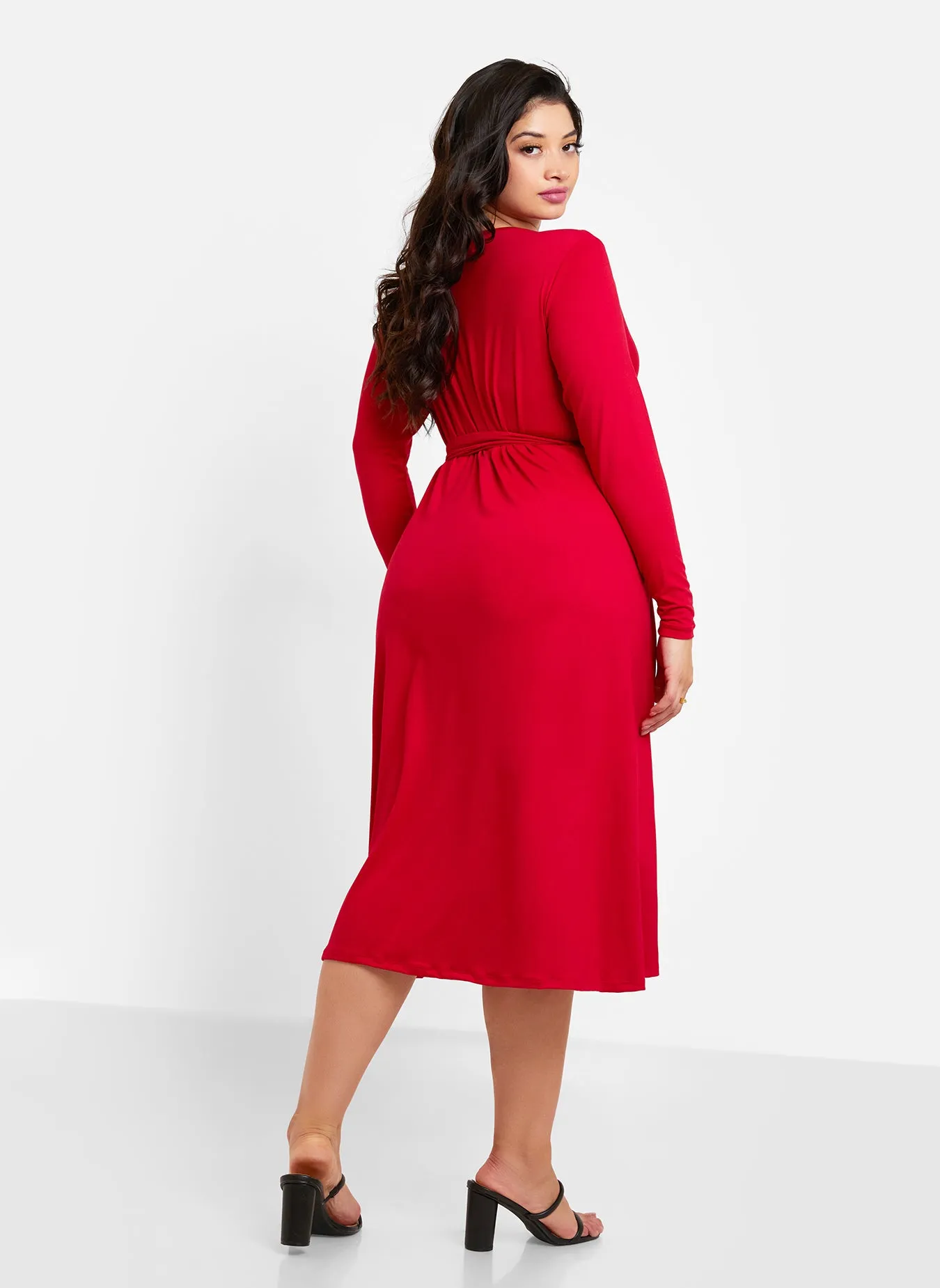 Essential Long Sleeve Midi Wrap Dress sold by Rebdolls product image thumbnail 5