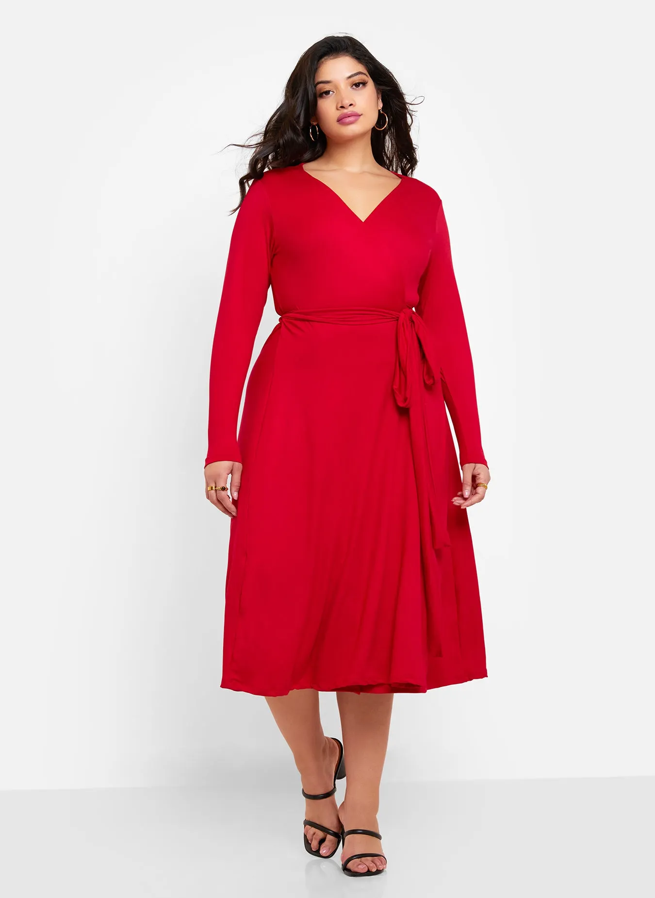 Essential Long Sleeve Midi Wrap Dress sold by Rebdolls product image thumbnail 3