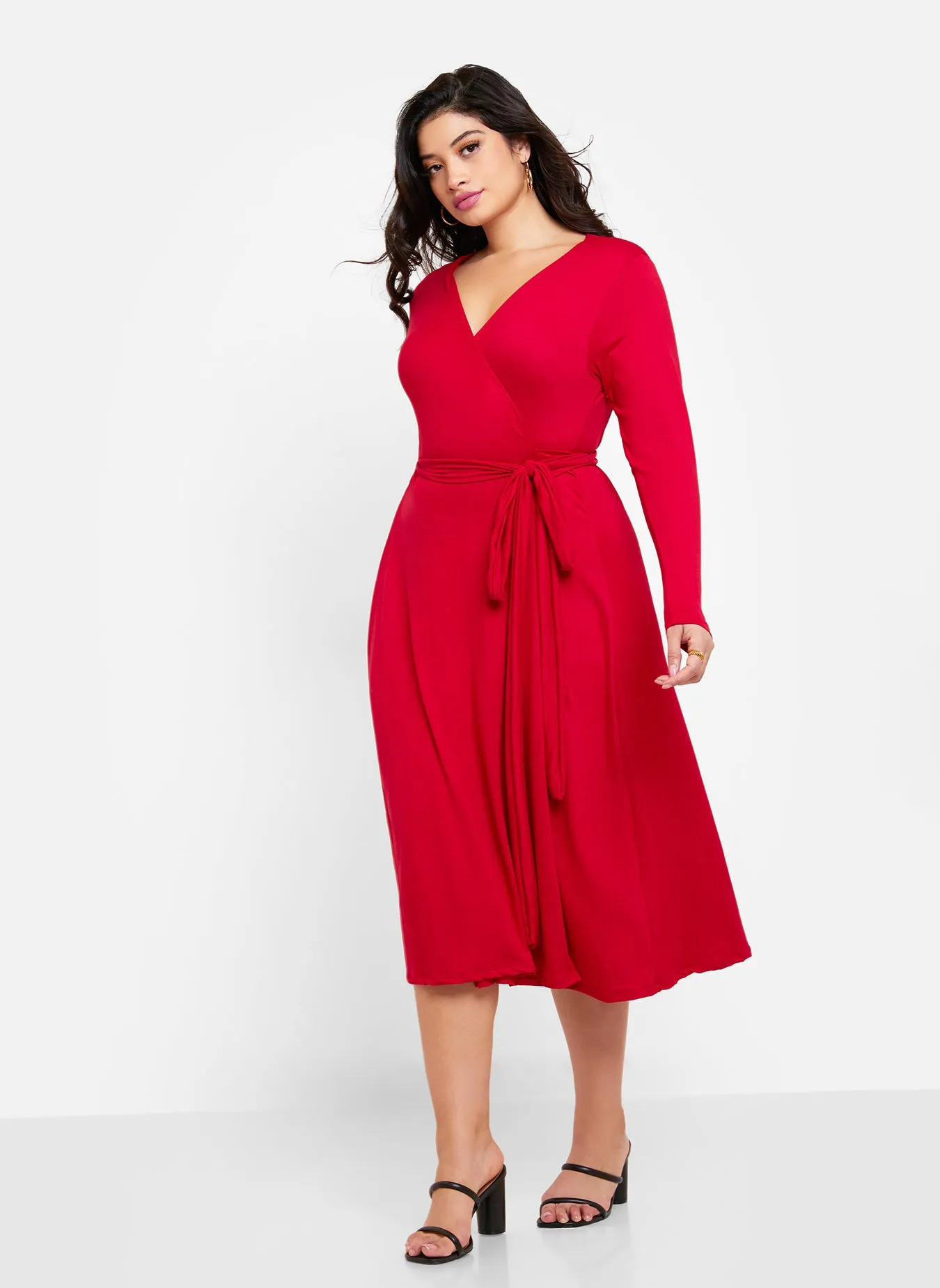 Essential Long Sleeve Midi Wrap Dress sold by Rebdolls product image thumbnail 2
