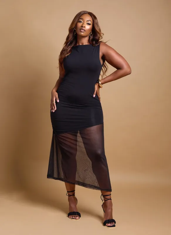 Moira Mesh Hem Maxi Dress sold by Rebdolls