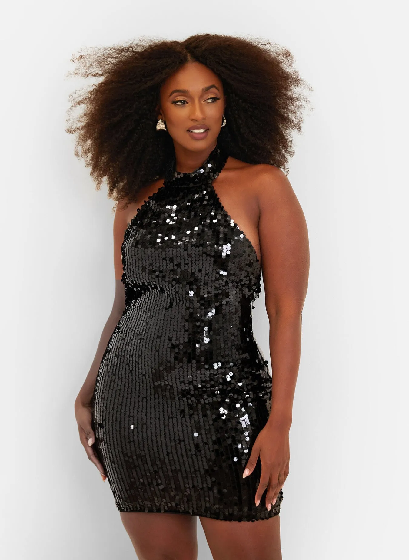 Dalia Sequin Halter Mini Bodycon Dress sold by Rebdolls product image thumbnail 2