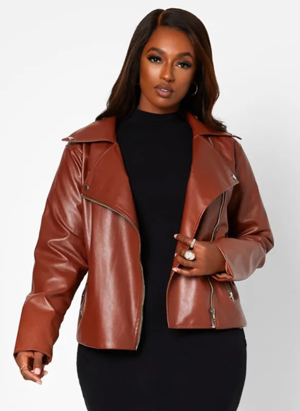 Never Basic Vegan Leather Motto Jacket sold by Rebdolls