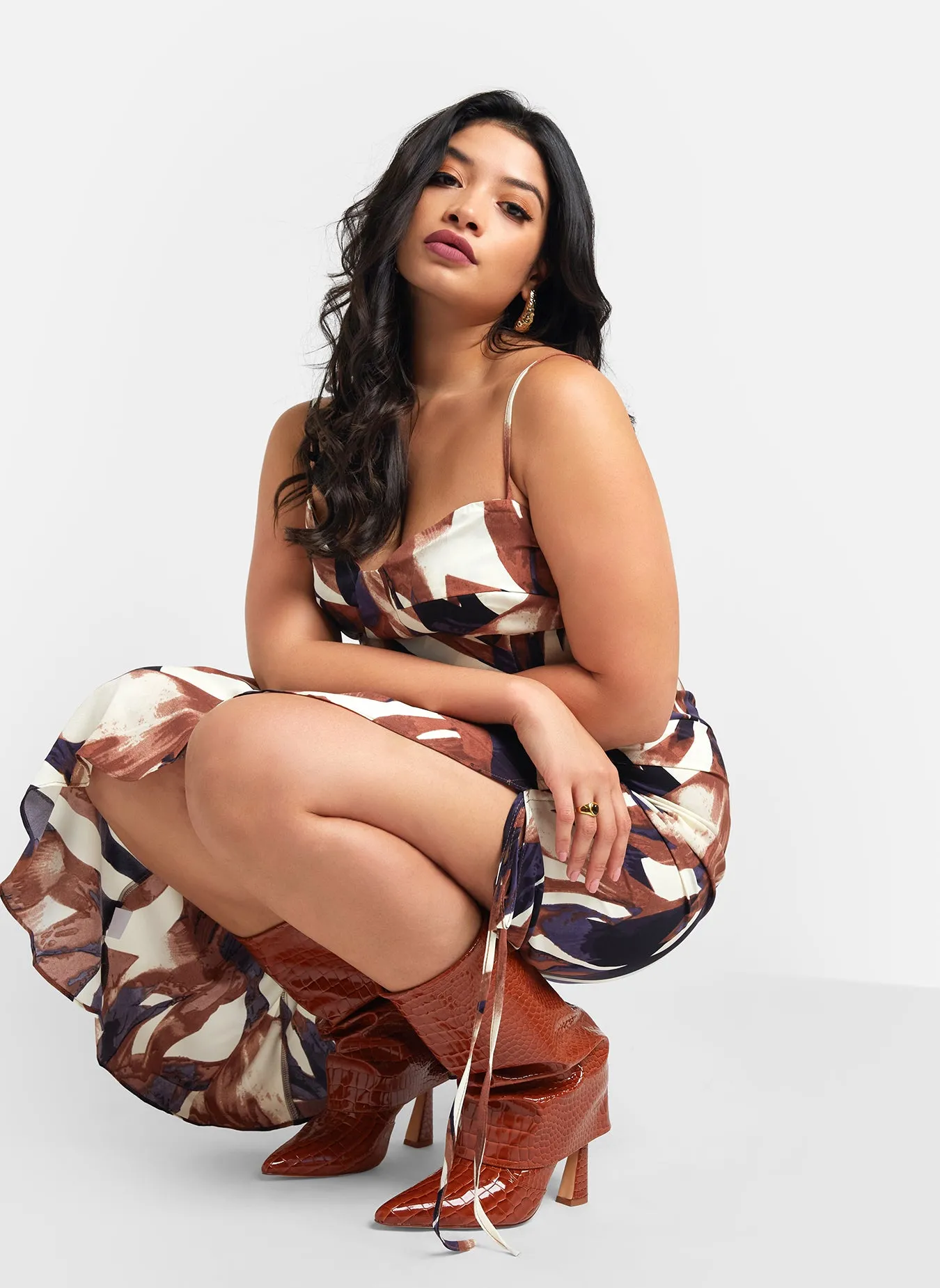 Colette Abstract Print Adjustable Ruched Midi Bodycon Dress sold by Rebdolls product image thumbnail 2