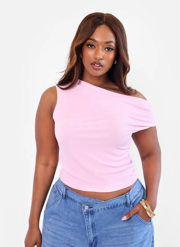 Mimi Slinky Asymmetrical Top - Light Pink sold by Rebdolls