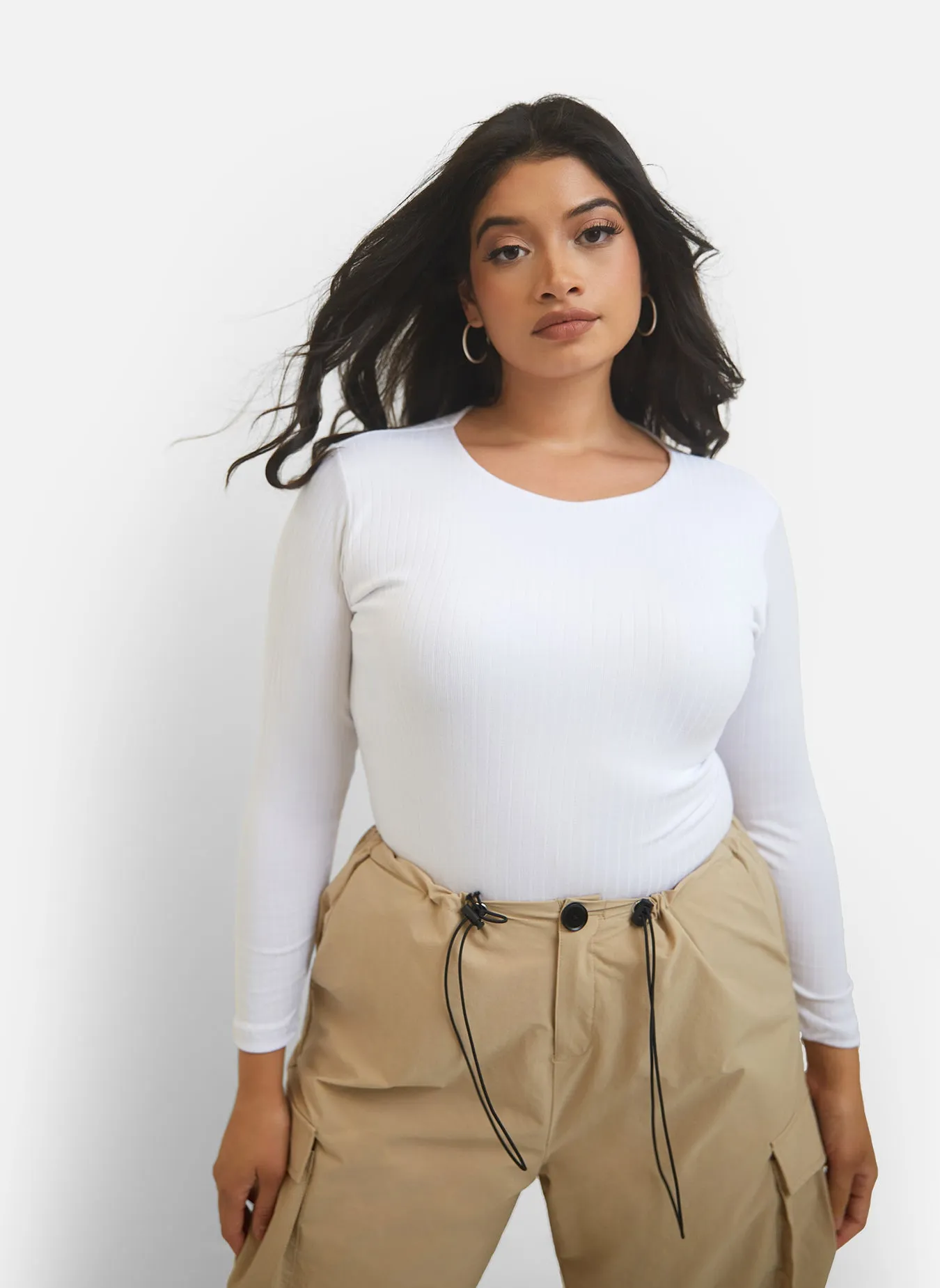 Need It Ribbed Long Sleeve Bodysuit - White sold by Rebdolls