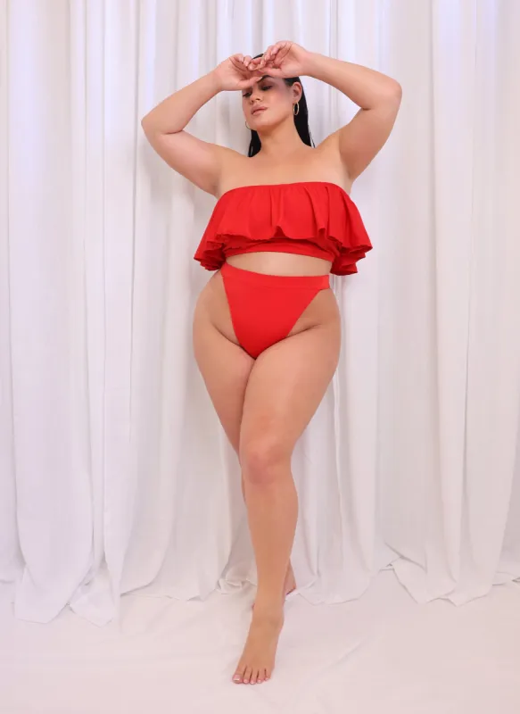Sea Breeze High Cut Swim Bottom sold by Rebdolls
