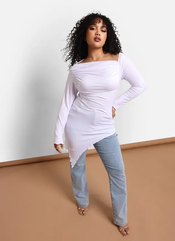 Roxy Ribbed Asymmetrical Off Shoulder Top sold by Rebdolls