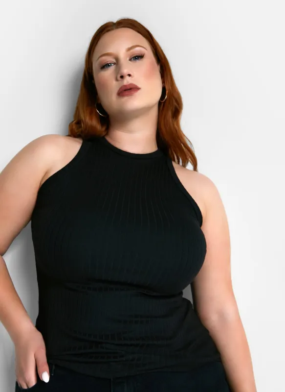 Essential Ribbed High Neck Full Length Top - Black sold by Rebdolls