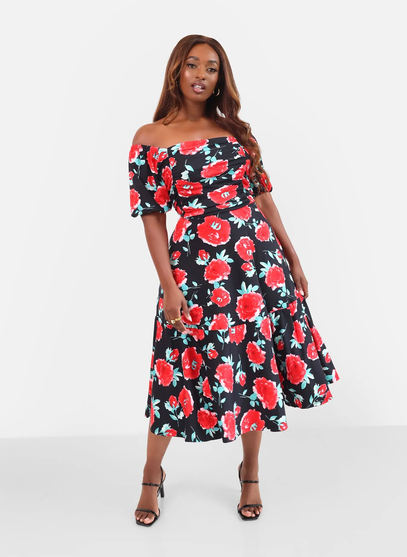 Olivia Ruched A Line Midi Dress sold by Rebdolls