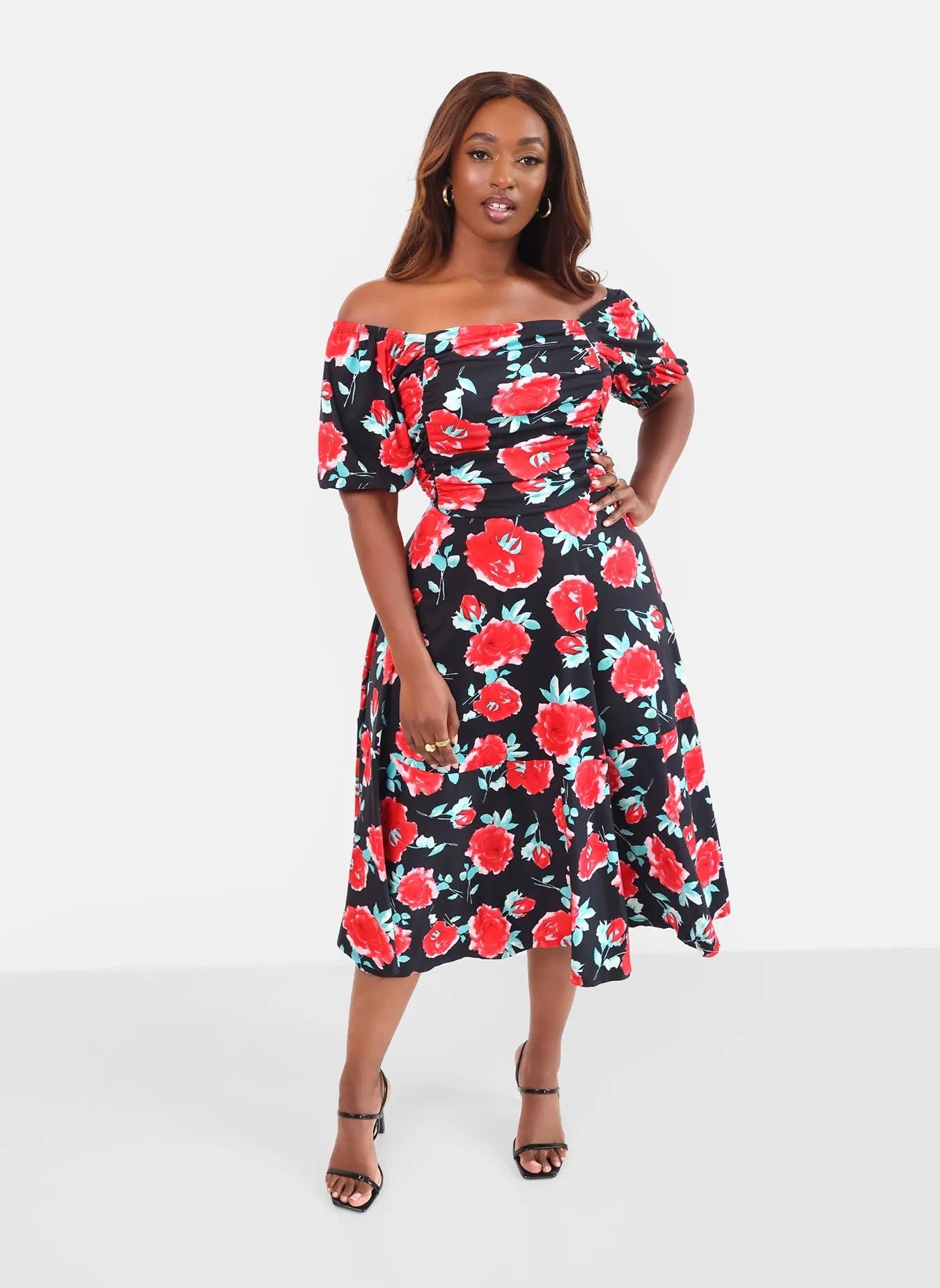 Olivia Ruched A Line Midi Dress sold by Rebdolls product image thumbnail 3