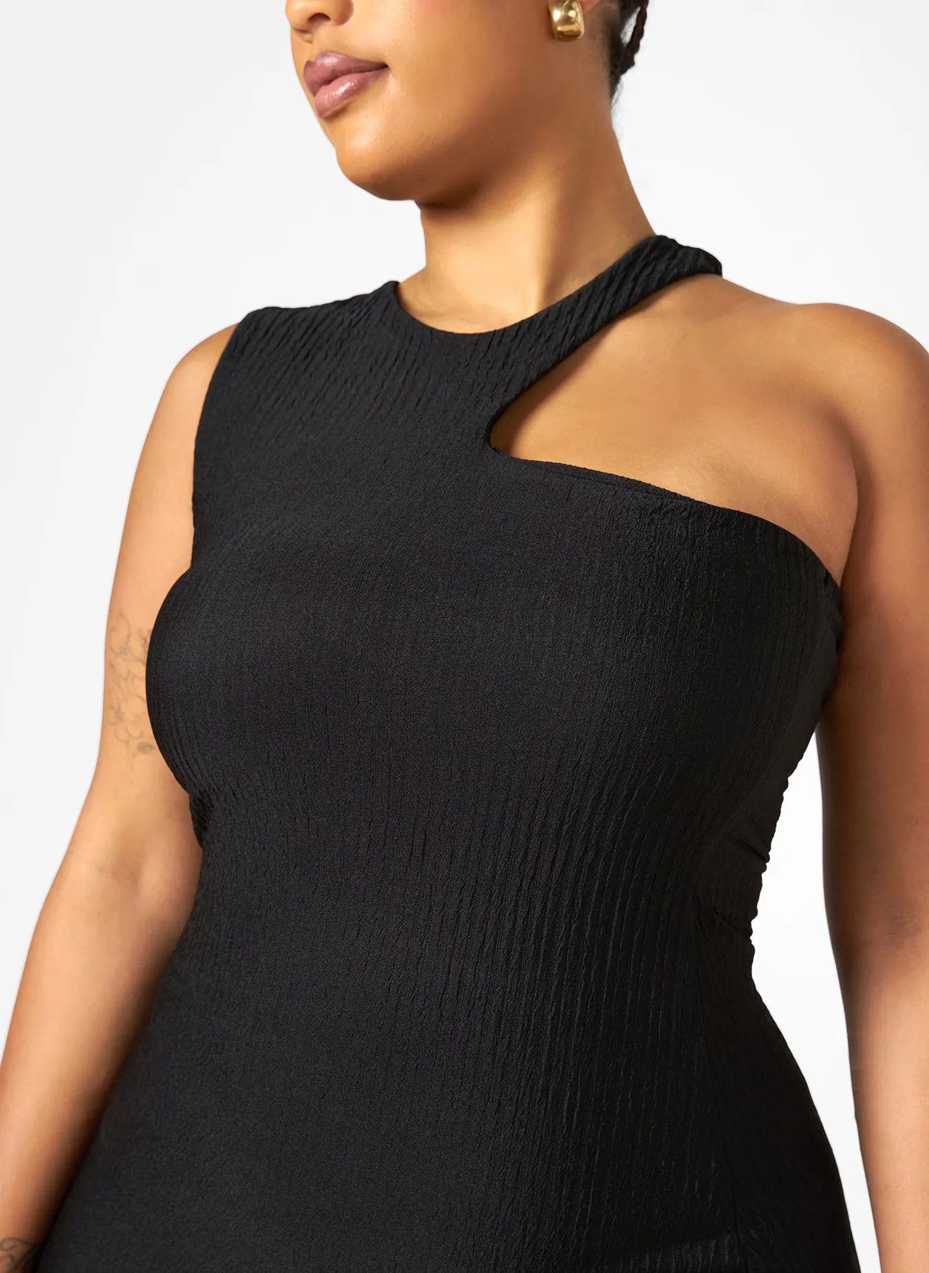 Nieves Textured Cold Shoulder Midi Bodycon Dress sold by Rebdolls product image thumbnail 3