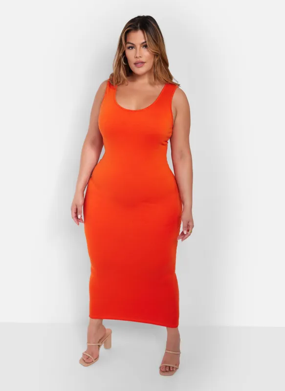 Essential Tank Maxi Bodycon Dress - Orange sold by Rebdolls