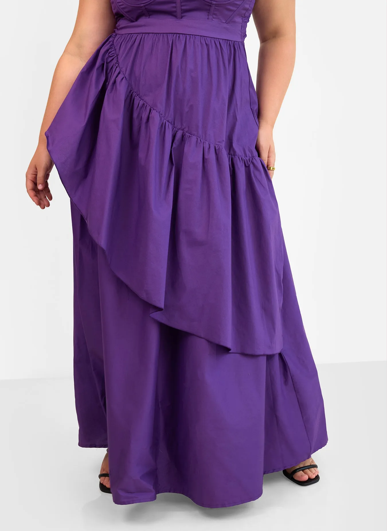 Violette Poplin Corset Ruffle Maxi A Line Dress - Plum sold by Rebdolls product image thumbnail 5