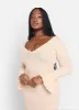 Lumi Knit Ribbed Bell Sleeve Maxi Bodycon Dress - Ivory sold by Rebdolls