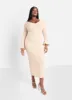 Lumi Knit Ribbed Bell Sleeve Maxi Bodycon Dress - Ivory sold by Rebdolls
