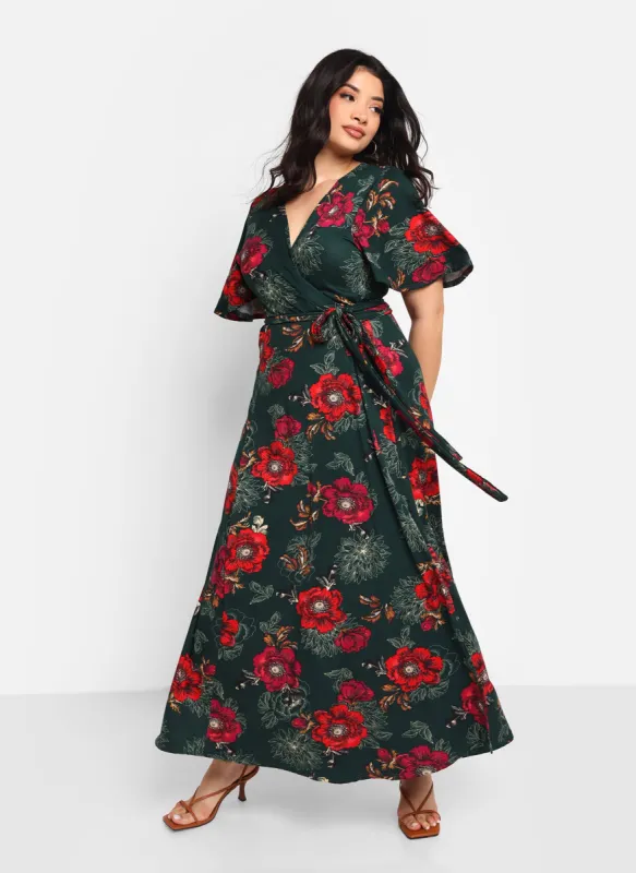 Nola Floral Maxi Wrap Dress sold by Rebdolls