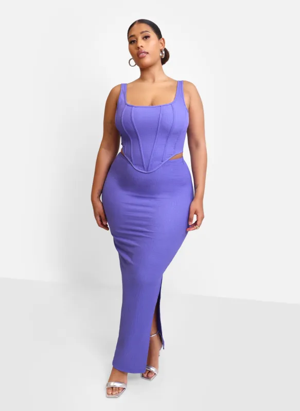 Winnie Textured Ruched Maxi Bodycon Skirt - Periwinkle sold by Rebdolls