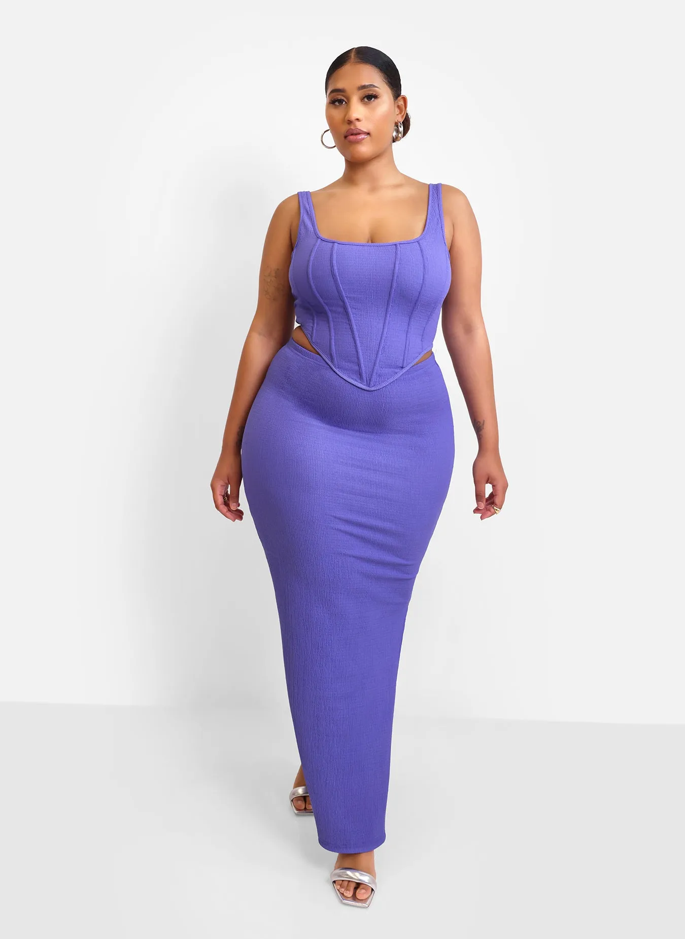 Winnie Textured Ruched Maxi Bodycon Skirt - Periwinkle sold by Rebdolls product image thumbnail 5