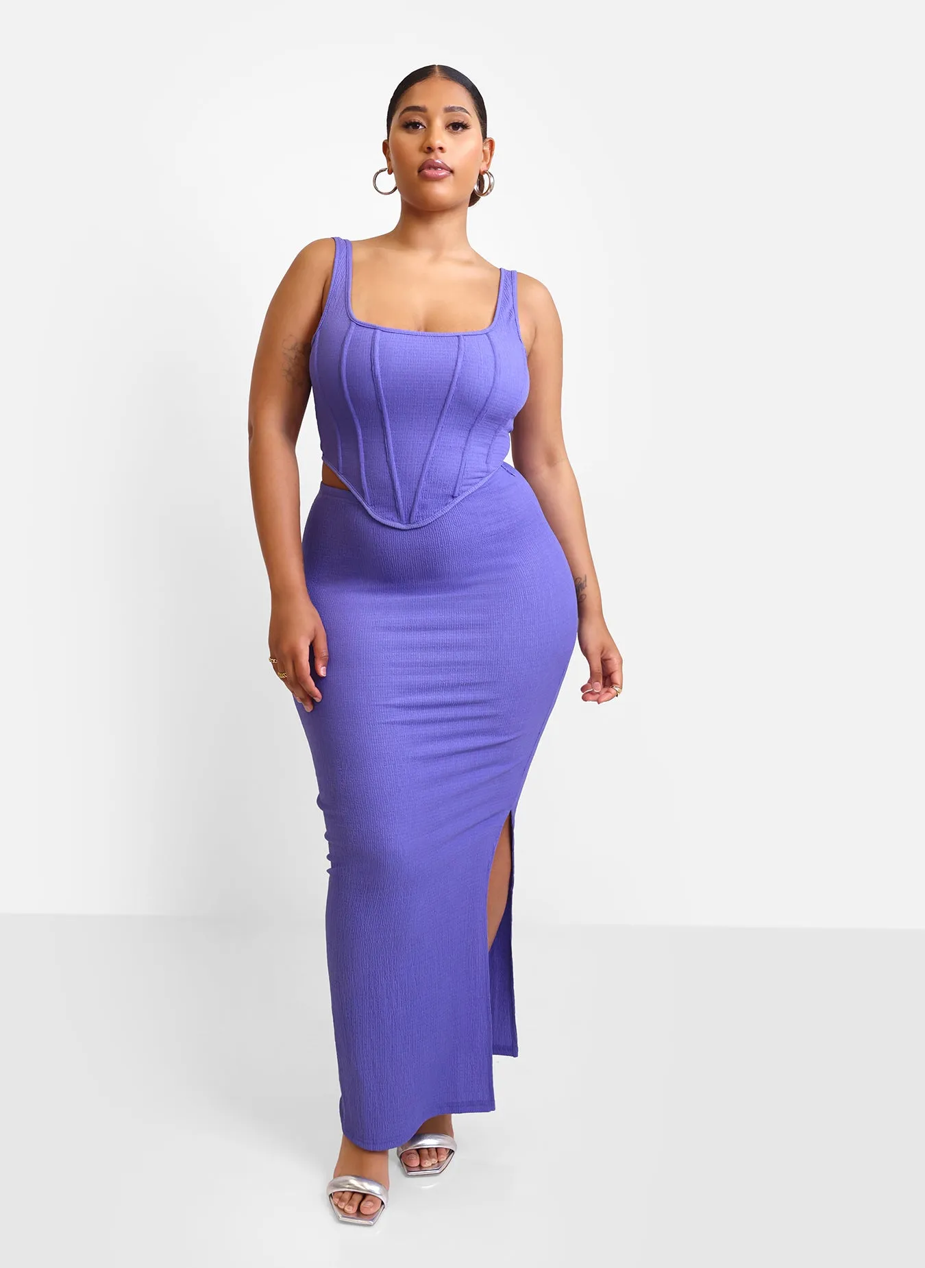 Winnie Textured Ruched Maxi Bodycon Skirt - Periwinkle sold by Rebdolls product image thumbnail 4
