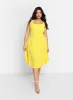 Nathalie Square Neck Midi A Line Dress - Bright Yellow sold by Rebdolls