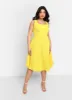 Nathalie Square Neck Midi A Line Dress - Bright Yellow sold by Rebdolls