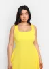 Nathalie Square Neck Midi A Line Dress - Bright Yellow sold by Rebdolls