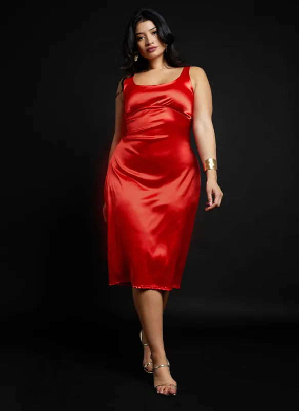 Ursula Satin Midi Shift Dress sold by Rebdolls