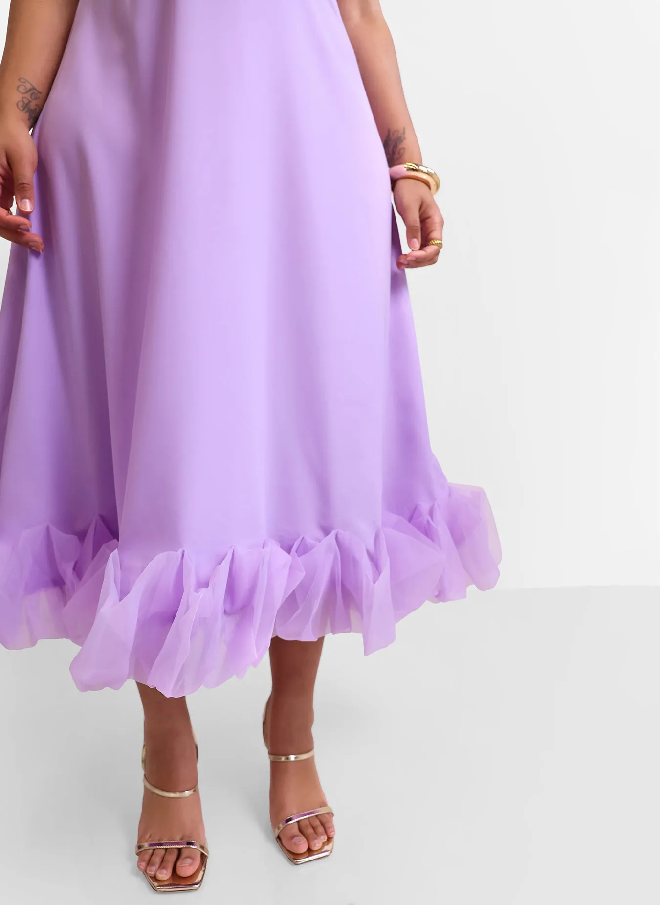 Margot Ruffle Hem Midi A Line Dress - Lilac sold by Rebdolls product image thumbnail 4