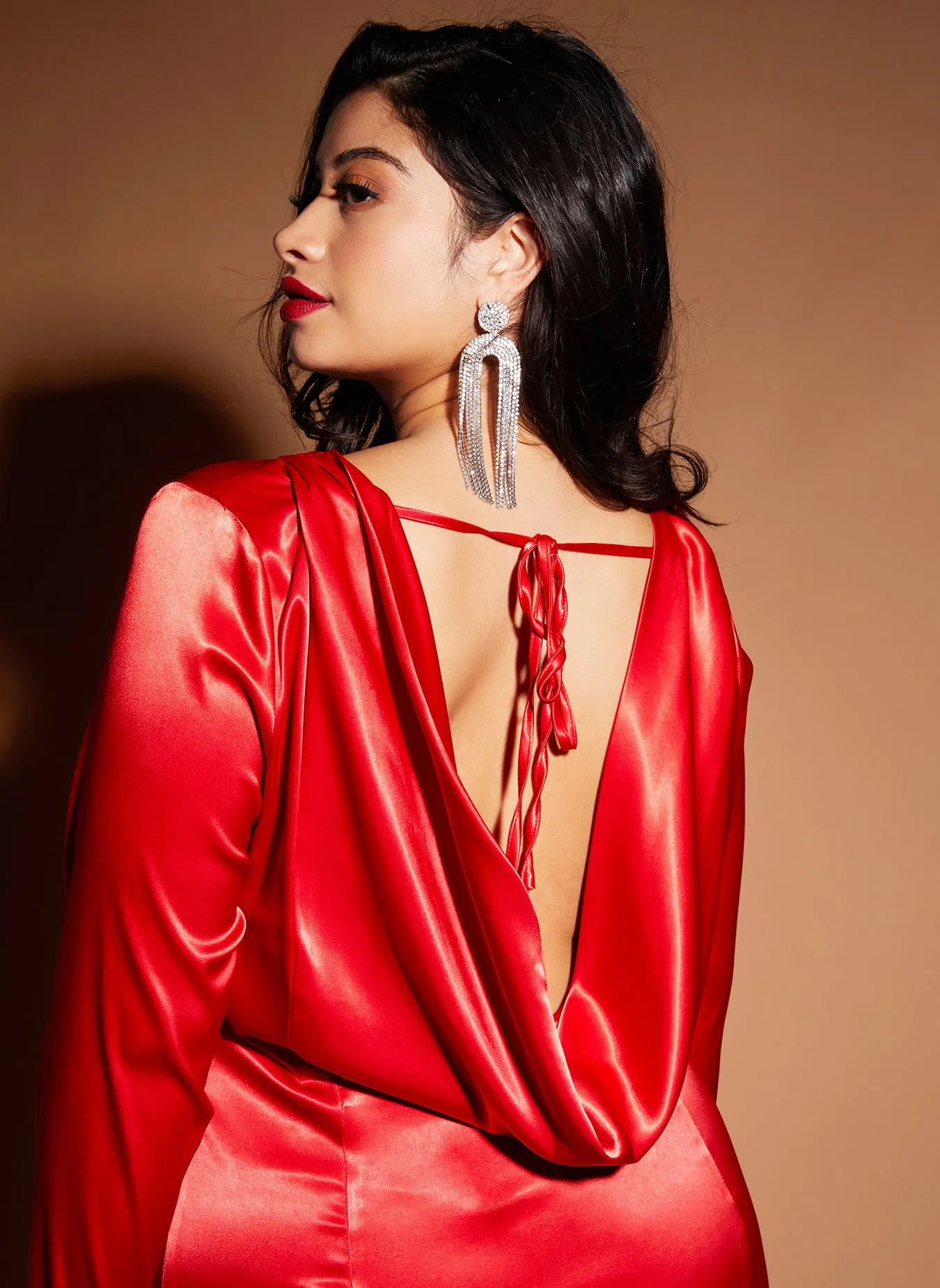 Nora Satin Open Back Mini Bodycon Dress sold by Rebdolls product image thumbnail 5