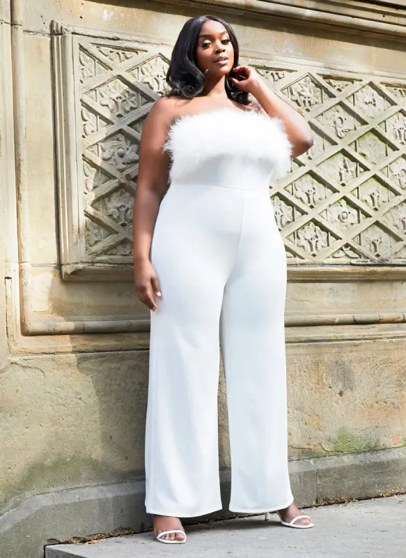 Malia Feathered Jumpsuit sold by Rebdolls