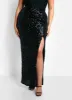 Onyx Sequin High Slit Maxi Bodycon Skirt sold by Rebdolls